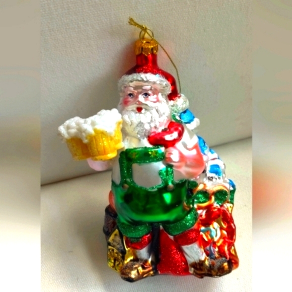 North Pole Trading Co. Other - Glass Christmas Ornament German themed Santa Claus, New with Tag